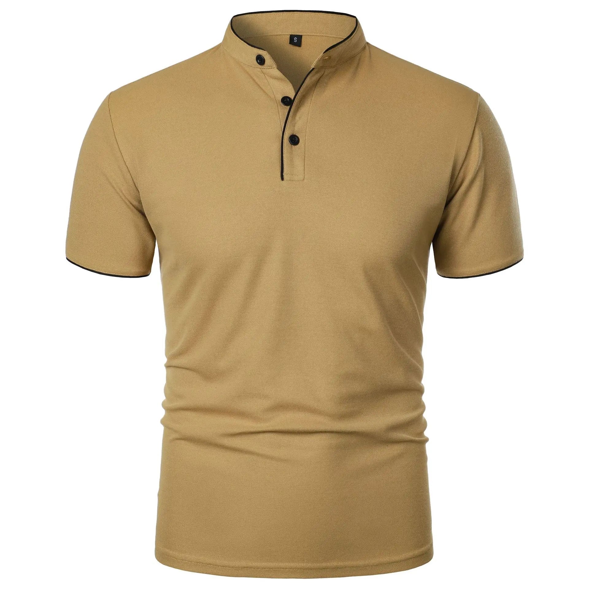 Summer Men's Short Sleeve Collar Tshirts New Solid Color Casual Polo Shirt Trendy Breathable Loose Basic Splice Top Quick Pick Grocers
