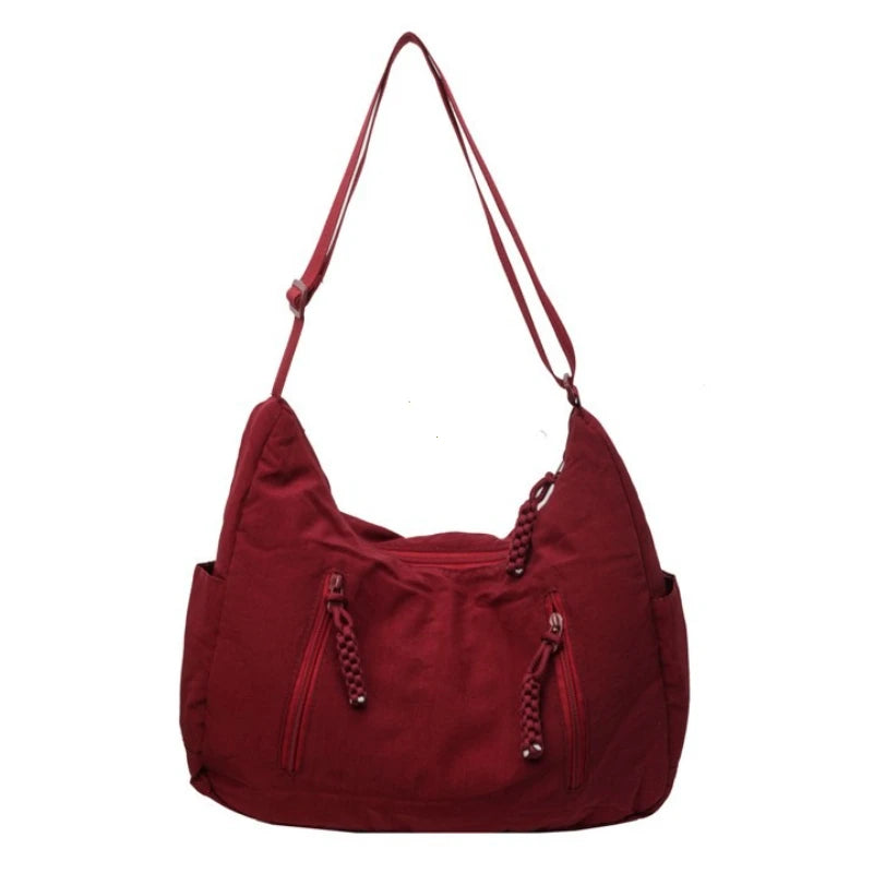 Trendy Women's Soft Cloth Shoulder Bag Solid Color Student 2026 Spring Y2k Casual Style Big Handbags Crossbody Bags for Women Quick Pick Grocers