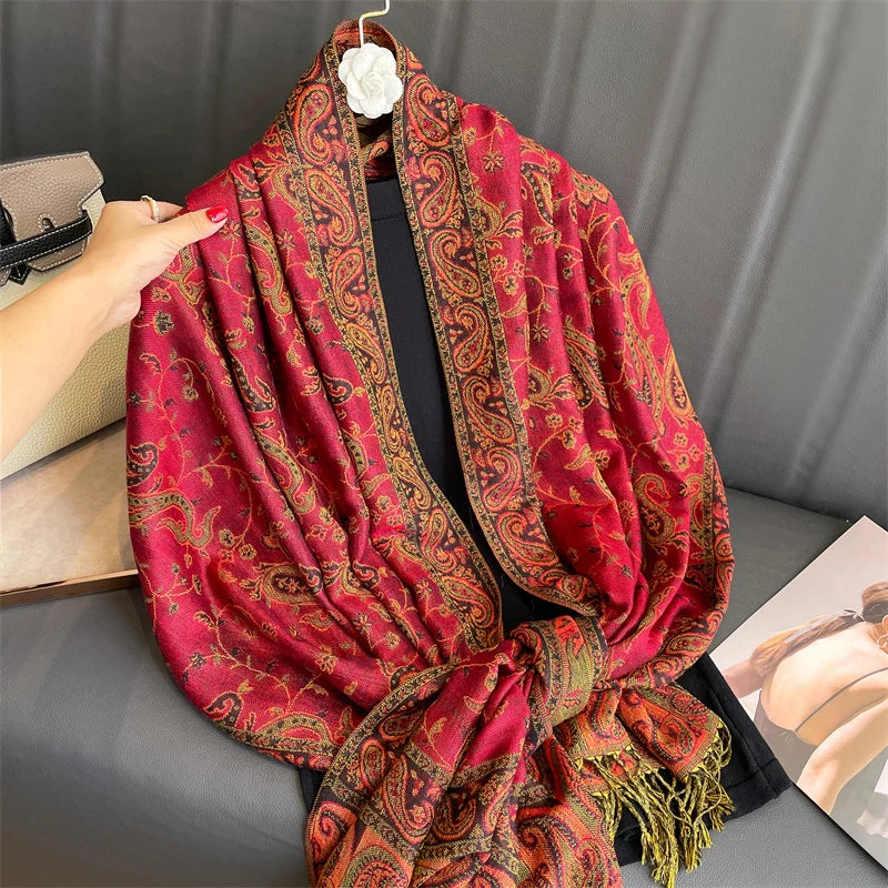 Luxury Brand Autumn Cashmere Pashmina Shawl Lady Wrap Warm Winter Scarves Design Print Female Foulard Cotton Stoles Scarf 2023 Quick Pick Grocers