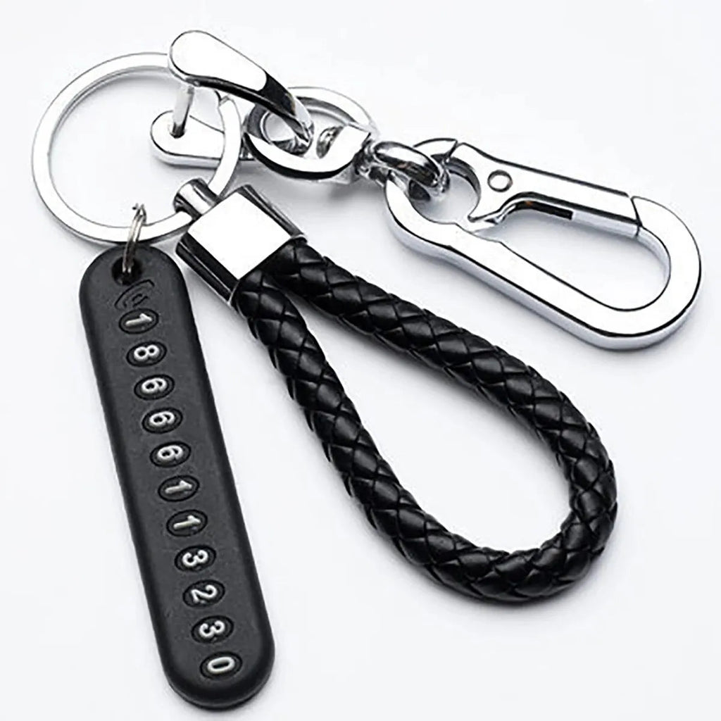 Trendy DIY Mobile Phone Number Plate Pendant Keychain for Men Punk Simple Woven Leather Rope Anti-lost Car Key Chain Accessories Econic Blanks