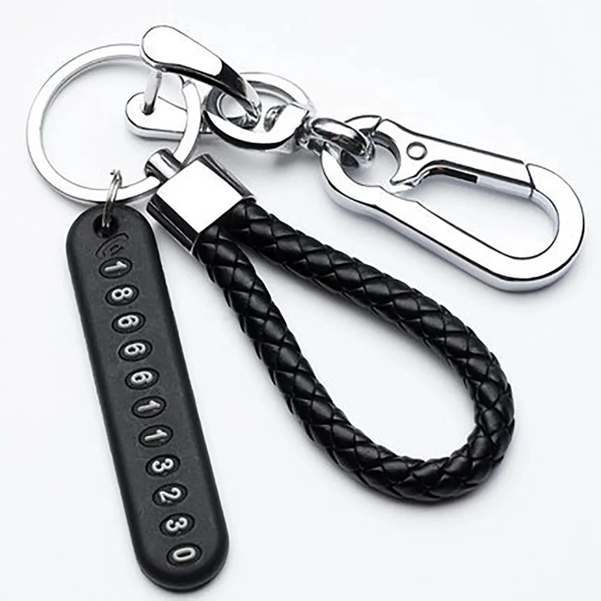Trendy DIY Mobile Phone Number Plate Pendant Keychain for Men Punk Simple Woven Leather Rope Anti-lost Car Key Chain Accessories Econic Blanks