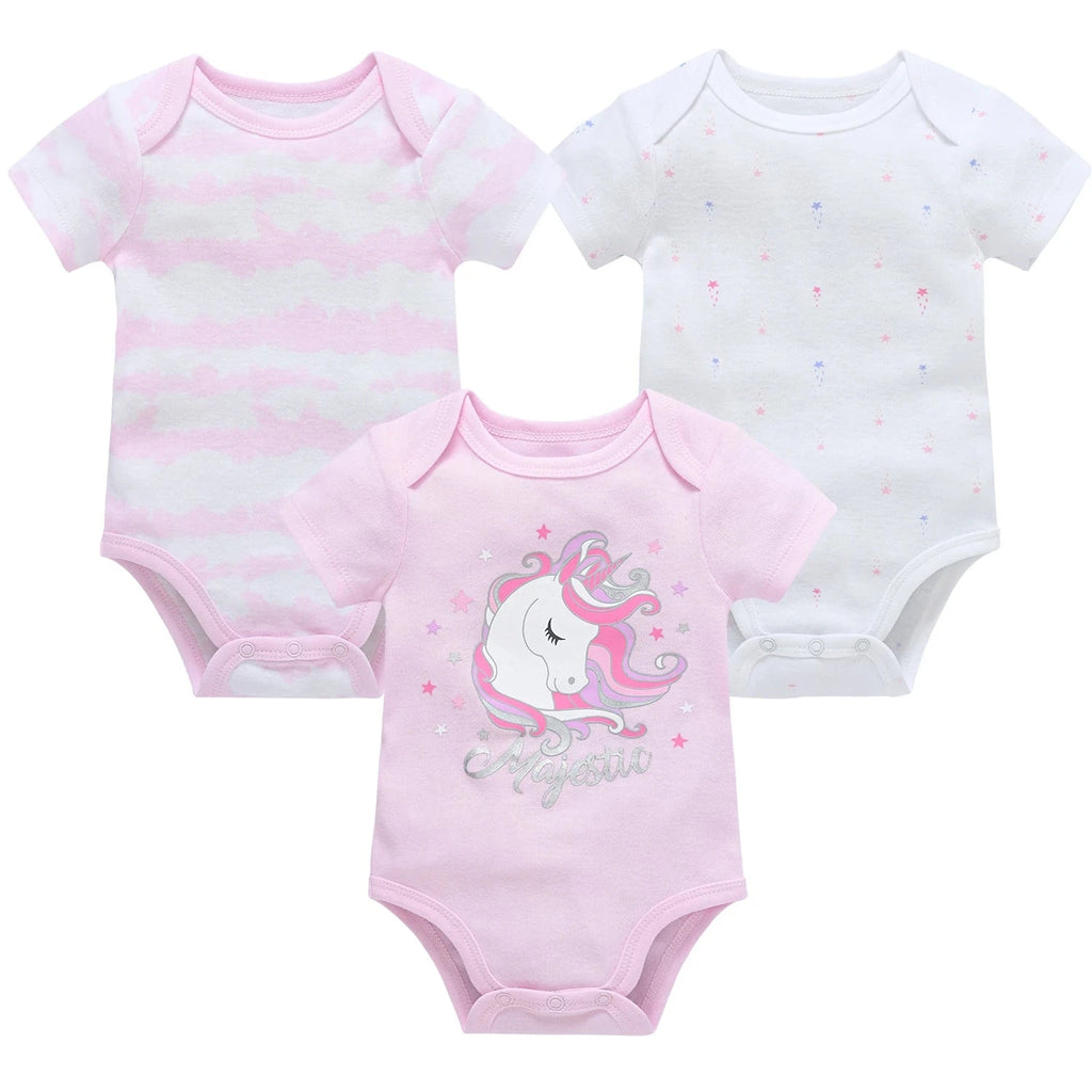 3/6 pcs a lot Baby Girls Clothes  pour nouveaux Cotton Short Sleeve Girl Bodysuit 0-12 Months Newborn Boys Clothing Toddler Econic Blanks