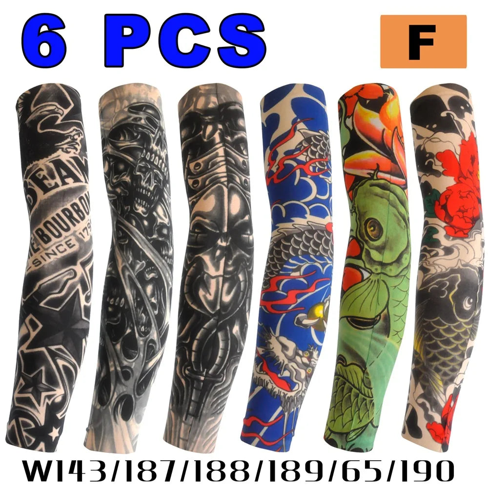 6 PCS Tattoo Sleeves Unisex Summer Cycling Sun Protection Arm Covers Beach Driving Fishing Breathable Nightclub Elastic Sleeves Quick Pick Grocers