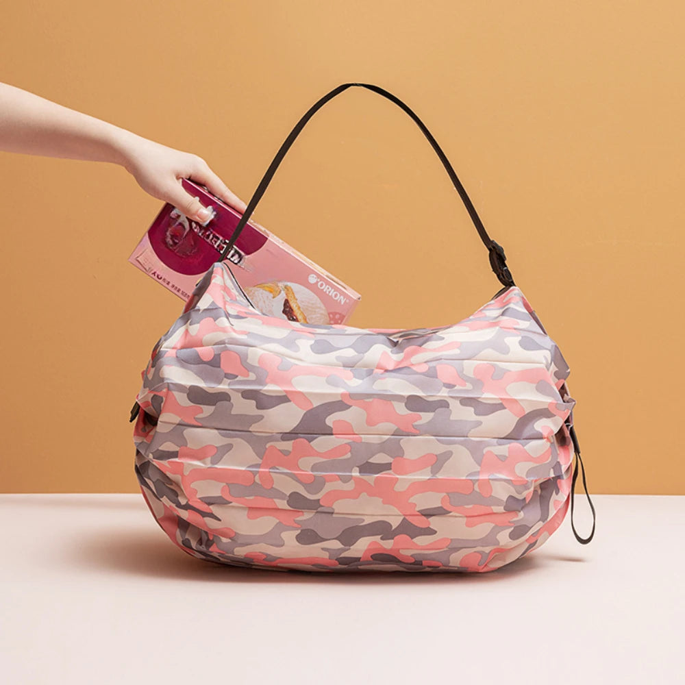 Folding Shopping Bag With Large Capacity And Portable Hand-held Spring Roll Bag For Japanese Accordion Supermarket Shopping Quick Pick Grocers