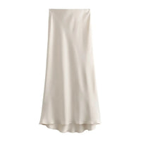 Willshela 2024 Black Satin Skirt Woman High Waist Elegant Long Skirts For Women Fashion Summer Midi Skirt Office Women's Skirts Quick Pick Grocers