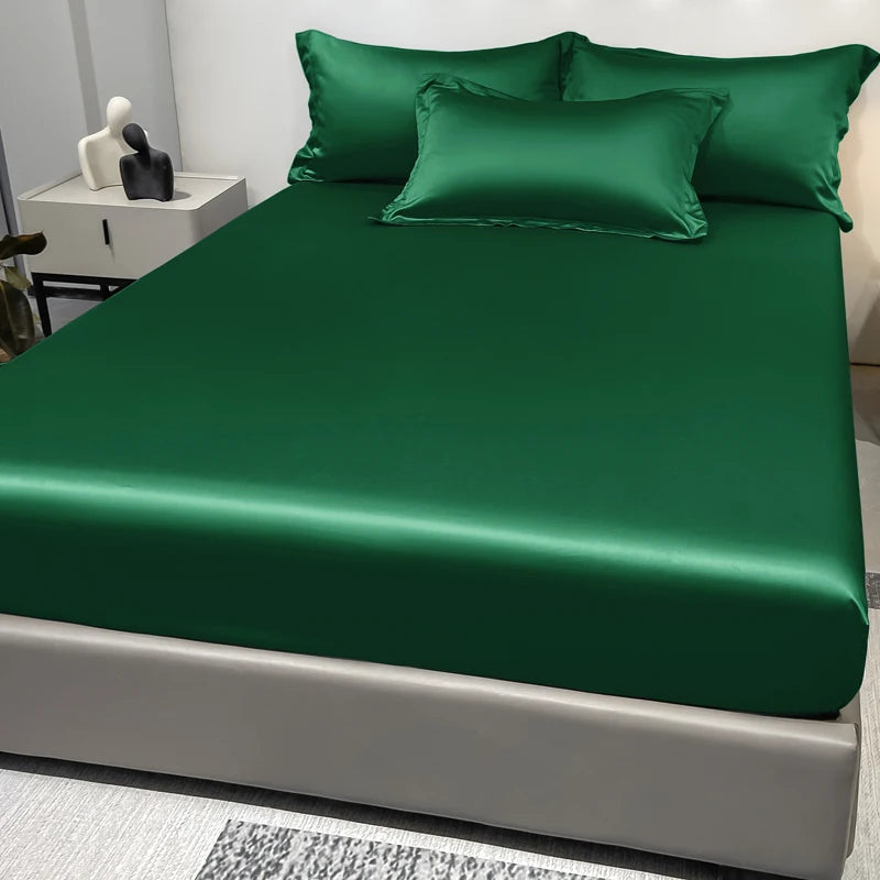 Modern Satin Fitted Sheet Ice Silk Bedspread Quick Pick Grocers