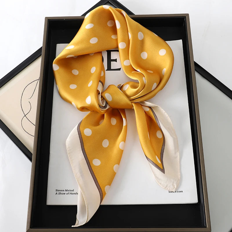 60Colors Luxury Scarf Women 70*70Cm Silk Feel Square Hair Wrapping Foulard Satin Shawl Big Size Head Bandana Hijab Handkerchief Quick Pick Grocers