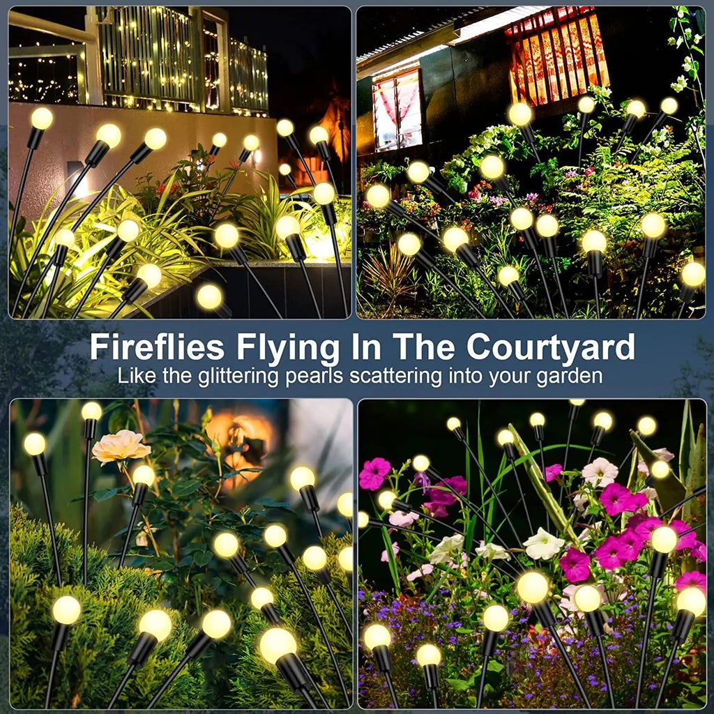 8 LED Solar Garden Lights Powered Firefly Lights Outdoor Waterproof Vibrant Garden Lights for Patio Pathway Decoration,Warm Econic Blanks