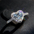 Luxury Silver Color Heart Ring for Women Exquisite Fashion Metal Inlaid White Zircon Stones Wedding Ring Engagement Jewelry Quick Pick Grocers