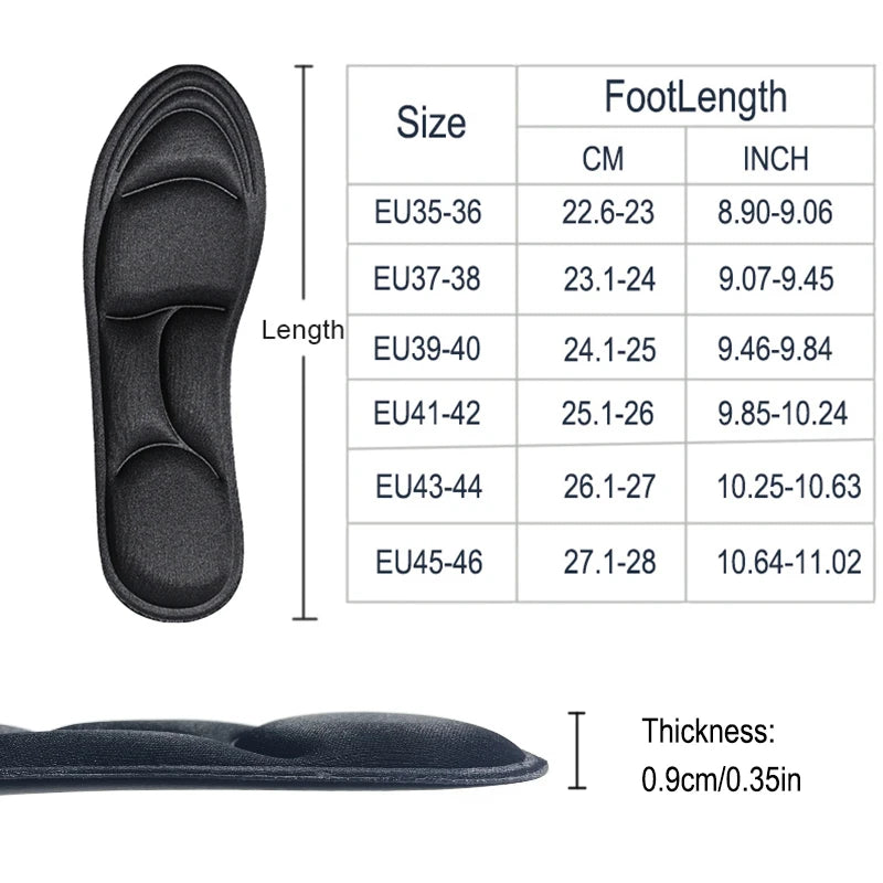 1/2/4/16Pairs 5D Massage Memory Foam Insoles For Shoes Sole Breathable Cushion Sport Running Insoles For Feet Orthopedic Insoles Quick Pick Grocers