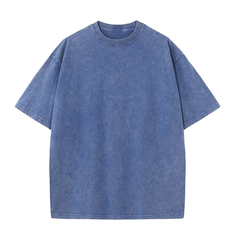 Men's Summer T-shirt 230G Heavy Cotton Vintage Washed T-Shirts Oversized Short Sleeve Loose Streetwear Short Sleeve Tops Tee Quick Pick Grocers