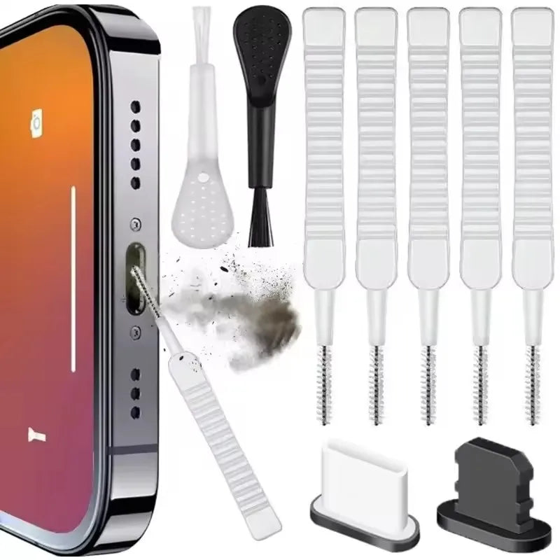 Mobile Phone Speaker Charging Port Cleaning Set Dust Plug for iPhone 16 15 14 Earphones Clean Kit Brush for Samsung Xiaomi Quick Pick Grocers
