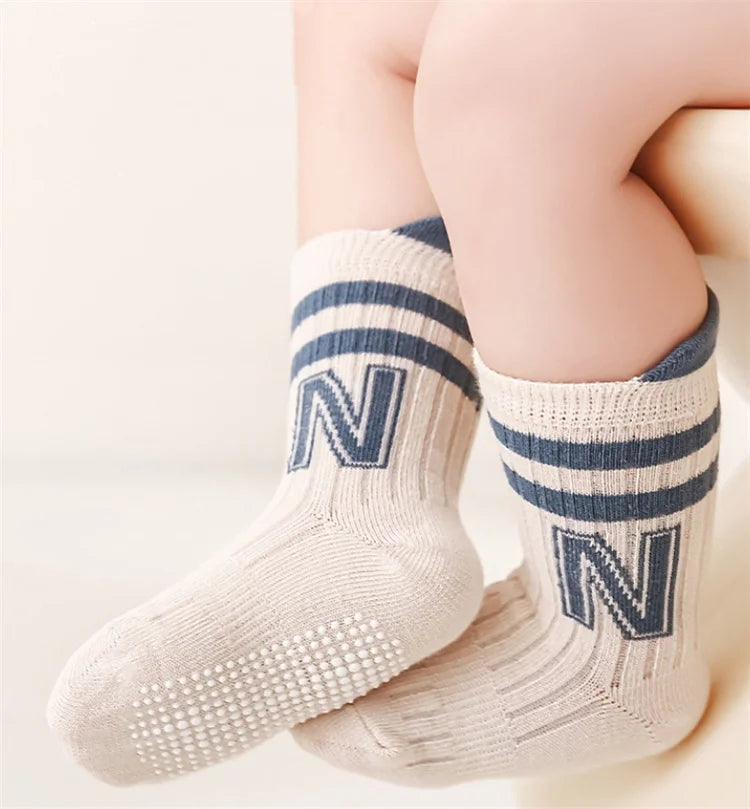 3Pairs/lot Children's Socks For Boys Girls Cotton Letter Kids Socks Casual Sport Girl Boy Toddler Baby Floor Short Sock Non-slip Quick Pick Grocers