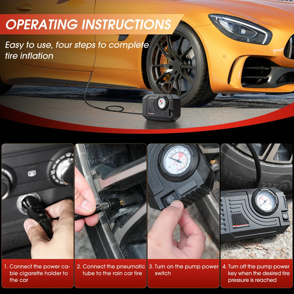 CARSUN Mini Air Pump Tire Inflator Car Electric Mini 20L/Min Portable Air Compressor For Car Motorcycles Bicycle Inflatable Quick Pick Grocers