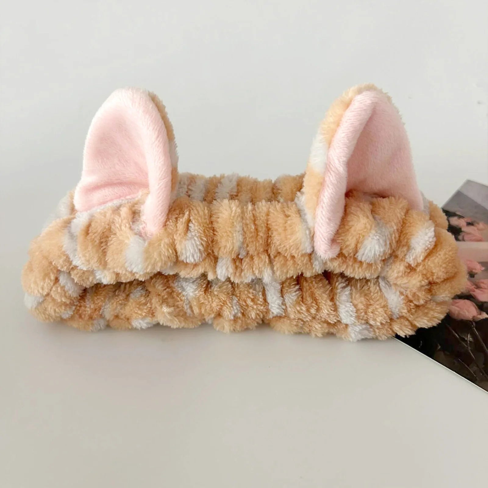 3pcs Wash Face Headband Soft Comfortable Plush Headband Wrist Strap Set For Girls Cartoon Cat Ear Shaped Wash Up Headband Kit Econic Blanks