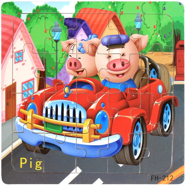 New 20 Piece Wooden 3d Puzzle Cartoon Animal Vehicle Jigsaw Puzzle Montessori Educational Toys For Kids 3-6 Years Old Quick Pick Grocers