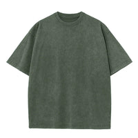 Men's Summer T-shirt 230G Heavy Cotton Vintage Washed T-Shirts Oversized Short Sleeve Loose Streetwear Short Sleeve Tops Tee Quick Pick Grocers