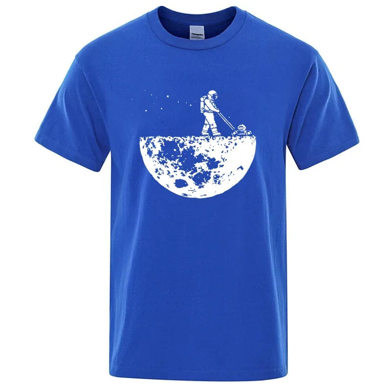 Men T-shirt High Quality Funny Cotton Blend Lunar Cleaner Printing Casual Cool Loose O-neck Male  for MenT-shirt Hip Hop Tees Quick Pick Grocers