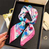 Bohemian Style Print Luxury Brand Silk Square Scarf Women Satin Shawls Neckerchief Wrap Scarves Bandana Hair Hjiab Floral Quick Pick Grocers