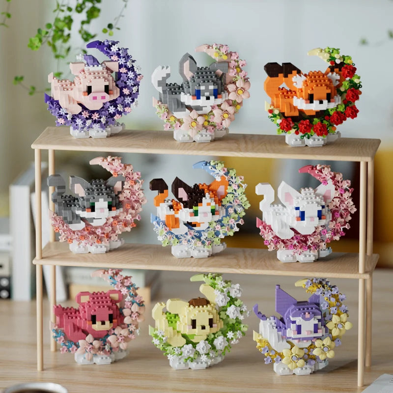 Mini Dog Cat panda raccoon Cute Pet Small Building Block Model Series Ornaments Children's Toy Christmas Birthday Gifts for Kids Purest Peak Salt