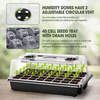 1 Set, Seed Starter Trays With 2 Long Strip Grow Lights, 40 Cells Seed Starter Kit With Humidity Dome For Home Gardene Quick Pick Grocers