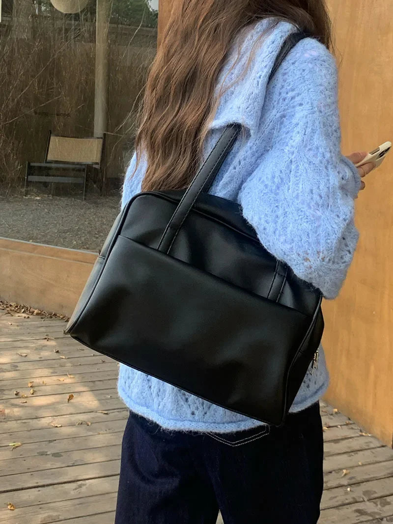 Portable Texture Tote Bag for Women, Shoulder Underarm Bag, Commuting Bag, Large Capacity, Niche Design, Autumn Winter Handbags Quick Pick Grocers
