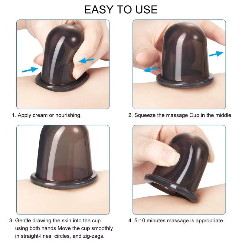 Silicone Vacuum Cupping Massage Jars Anti Cellulite Massage Facial Suction Cups Face Neck Lift Skin Scraping Guasha Anti Wrinkle Quick Pick Grocers