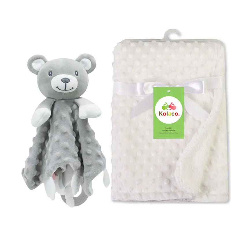 Personalized Newborn Baby Blanket with Name Custom Stroller Sleeping Dolls Animal Security Towel Gift Set for Baby Shower Gifts Purest Peak