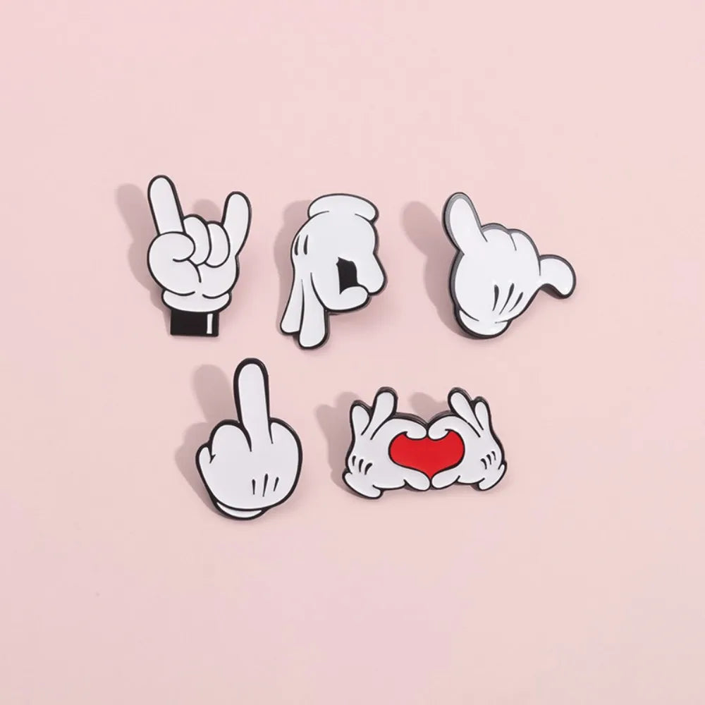 Cartoon Finger Gesture Love You Enamel Pins Creative Metal Decoration Brooch Lapel Badge Clothes Backpack Accessory for Friends Quick Pick Grocers