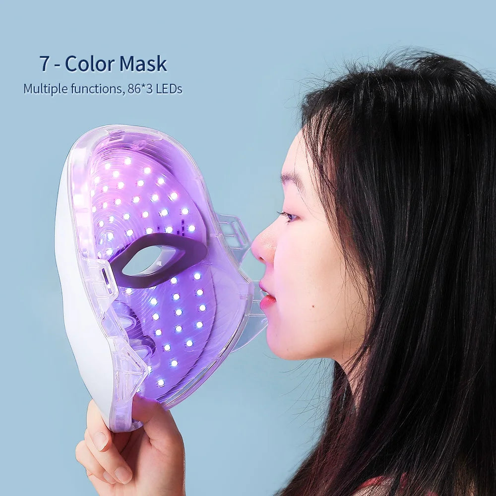 7 Colors Led Facial Mask With Neck Red Light Therapy Mask For Skin Tightening Lifting Anti-aging Bio-Light Beauty Whitening Home Quick Pick Grocers
