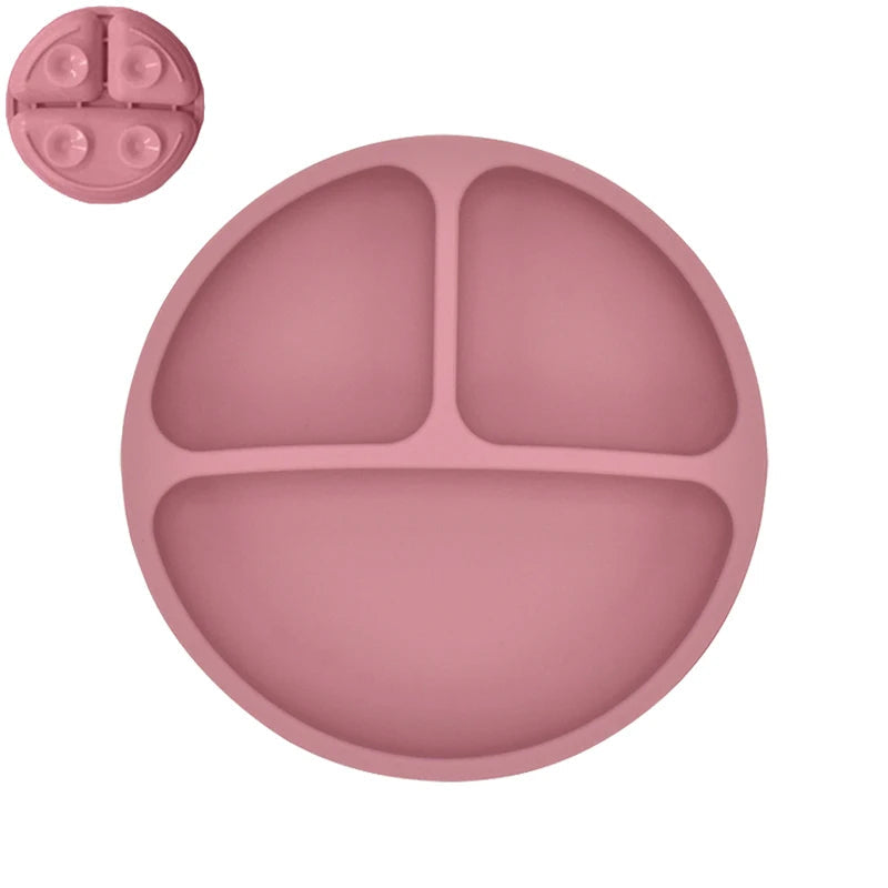 Silicone Baby Sucker Silicone Dining Plate Rice Spoon Set Cute Cartoon Children Dishes Smile Face Baby Tableware Retro Kid Bowl Purest Peak