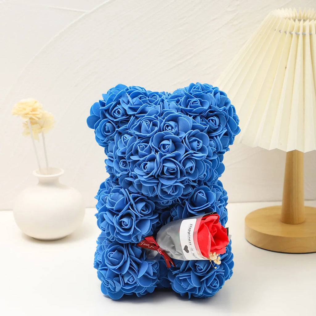 Foam rose teddy bear carry bouquet. Ideal for weddings, Mother's Day, thank you to nurses/teachers or other celebrations! Quick Pick Grocers