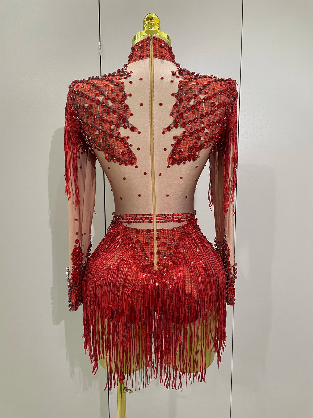 Women Sparkly Rhinestone Sequin Tassel Stretch Bodysuits 2025 New Arrival Birthday Party Nightclub Dj Stage Performance Costume Quick Pick Grocers