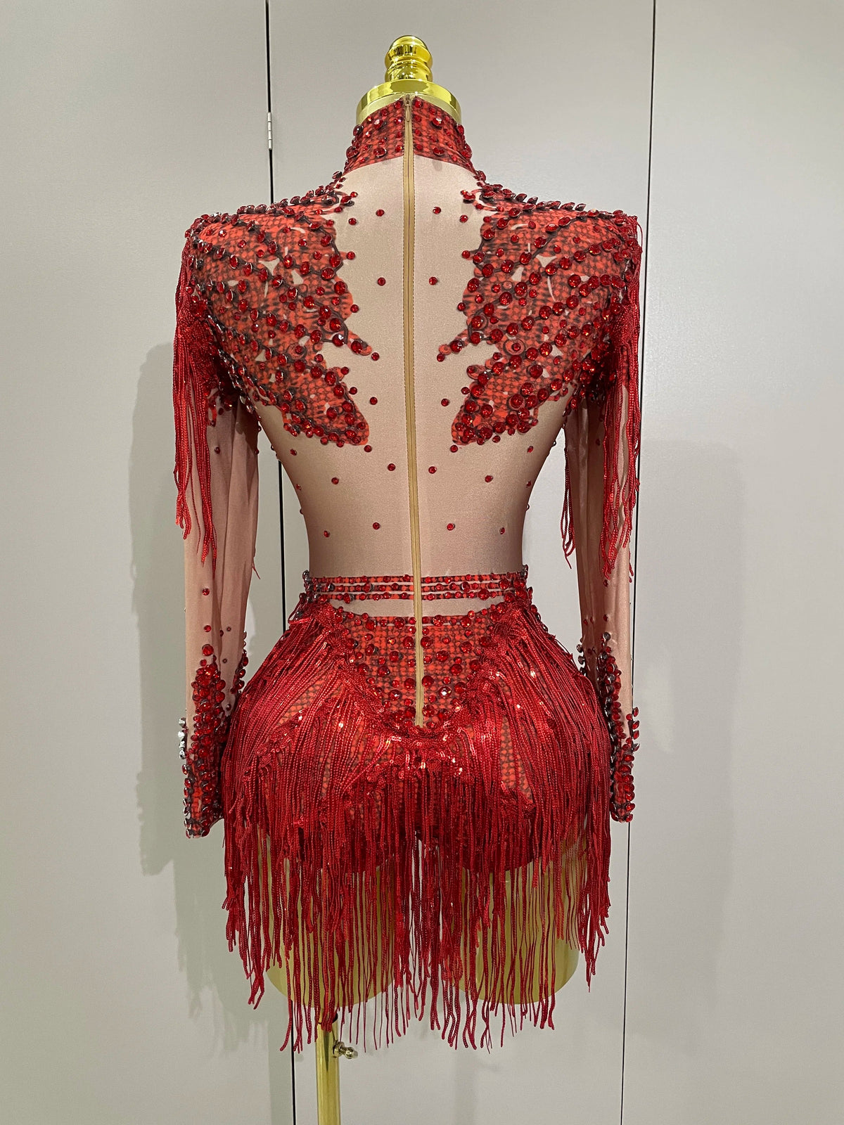 Women Sparkly Rhinestone Sequin Tassel Stretch Bodysuits 2025 New Arrival Birthday Party Nightclub Dj Stage Performance Costume Quick Pick Grocers