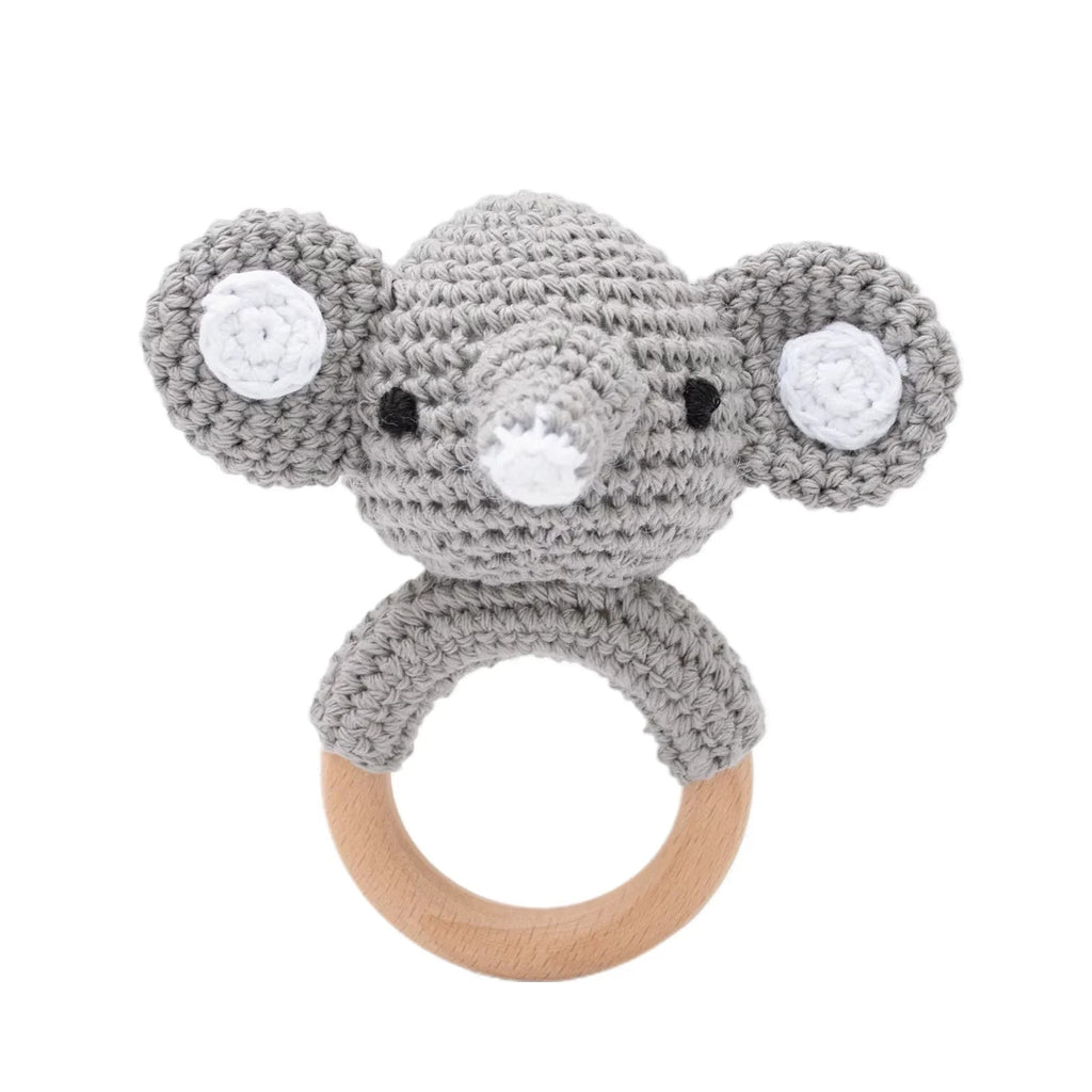 Baby Crochet Rattle Wooden Teether Toy BPA Free Wood Rodent Rabbit Rattle Baby Mobile Play Gym Newborn Educational Music Toys Purest Peak