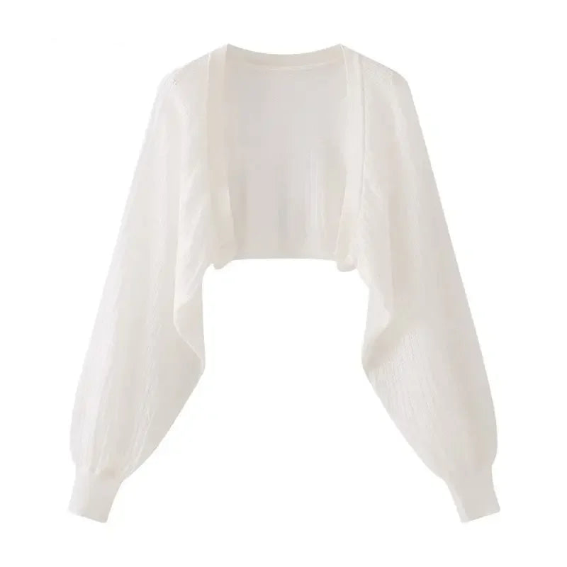French Ice Silk Knitted Sun-Proof Cardigan Top Women's Summer Thin Jacket Waistcoat Suspender Skirt Shawl Outer Match Blouse Quick Pick Grocers