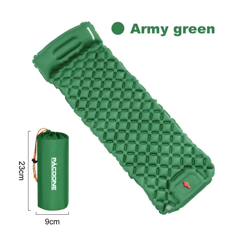 Outdoor Camping Inflatable Mattress Sleeping Pad With Pillows Ultralight Air Mat Built In Inflator Pump Hiking Econic Blanks
