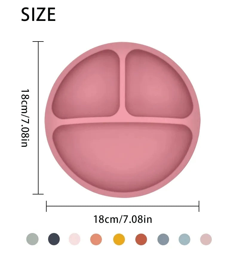 Silicone Baby Sucker Silicone Dining Plate Rice Spoon Set Cute Cartoon Children Dishes Smile Face Baby Tableware Retro Kid Bowl Purest Peak