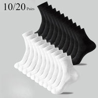 10/20 Pairs Neutral Solid Color Round Neck Socks Spring Summer Sweat Absorbing Breathable Soft Comfortable Couple Sports Socks Quick Pick Grocers