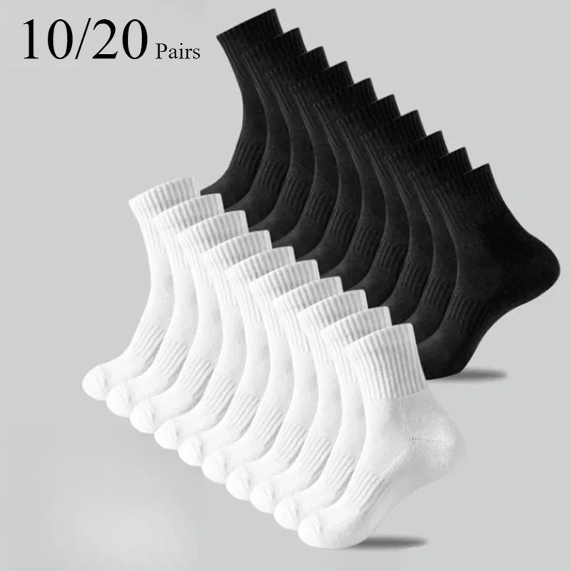 10/20 Pairs Neutral Solid Color Round Neck Socks Spring Summer Sweat Absorbing Breathable Soft Comfortable Couple Sports Socks Quick Pick Grocers