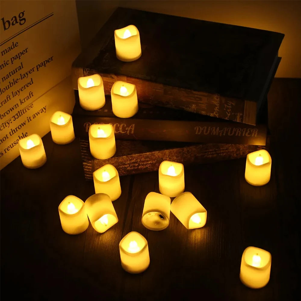 Flickering LED Ivory Electronic Candle, Flameless Tealight Candle, Battery Operated LED Tealight Candle, Ideal for Weddings, Tab Purest Peak Salt