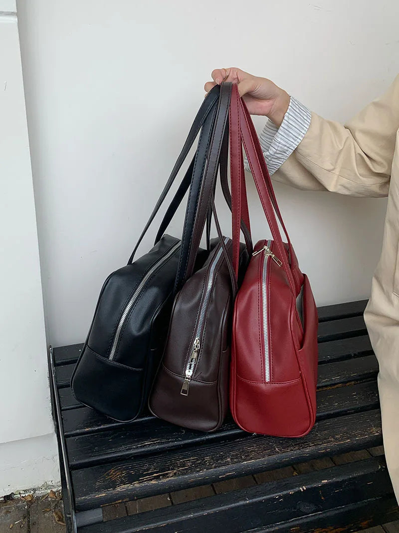 Korean Style Large Capacity Single Shoulder Women's Bag Versatile Vintage Underarm Bag Autumn 2025 New Arrival Tote Bag Quick Pick Grocers