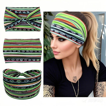 European American Women'S Bohemian Style Elastic Headscarf Fashionable Breathable Cotton Wide Brimmed Hair Accessories Quick Pick Grocers