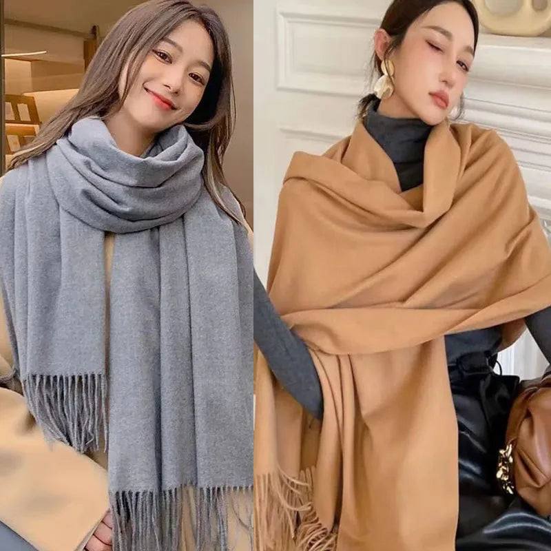 New Black Scarf Cashmere Woman Wool Ladies Scarf Warm Checkered Scarf Women's Winter Scarves Autumn XWJ07 Quick Pick Grocers