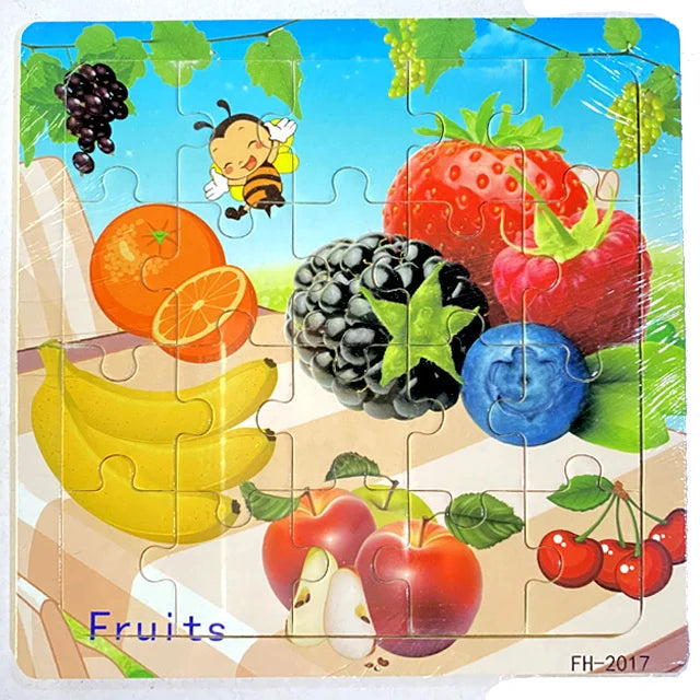 New 20 Piece Wooden 3d Puzzle Cartoon Animal Vehicle Jigsaw Puzzle Montessori Educational Toys For Kids 3-6 Years Old Quick Pick Grocers
