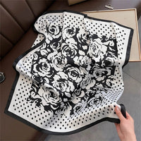 2025 Silk Shawl Print Headscarf Cat Hair Wrap Neckerchief Female Satin Square Scarf For Women Headband Foulard Hijab Bandana Quick Pick Grocers