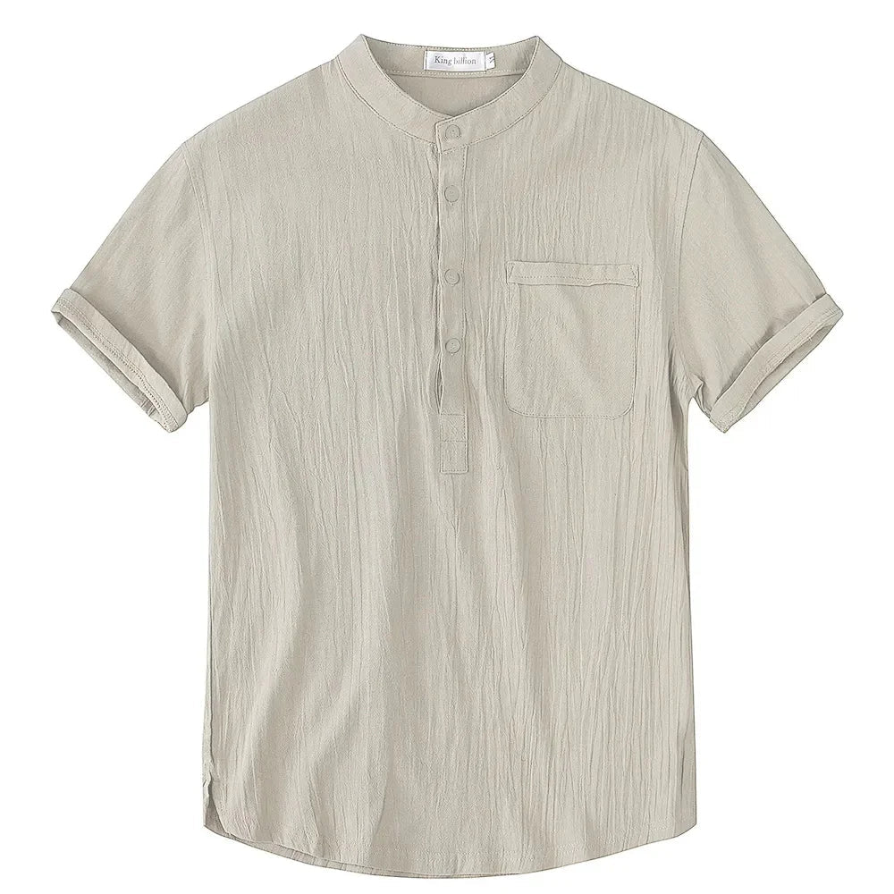 Men's Short Sleeve T-shirt Cotton and Linen Casual Men T-shirts Solid Color Summer Shirt Male Cozy Breathable Quick Pick Grocers