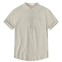 Men's Short Sleeve T-shirt Cotton and Linen Casual Men T-shirts Solid Color Summer Shirt Male Cozy Breathable Quick Pick Grocers
