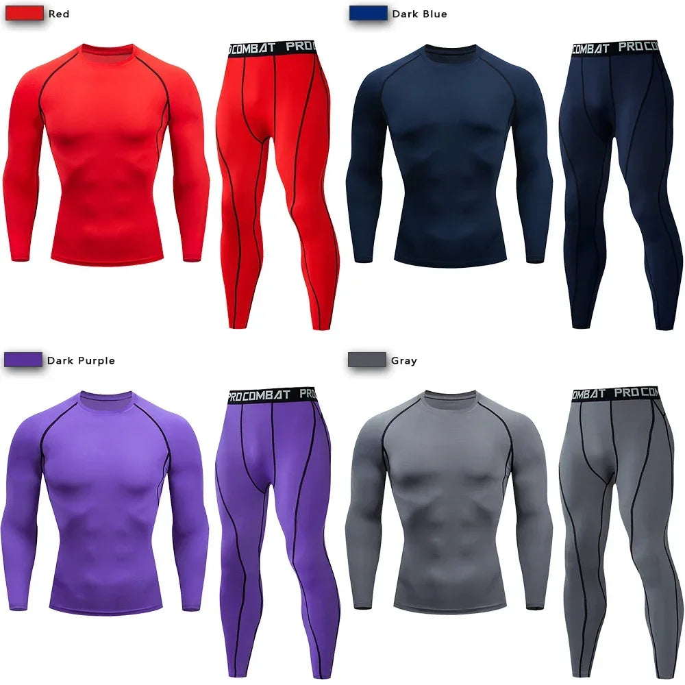 2pcs Men's Compression Sportswear Suit Elastic Training Yoga Sets Workout Jogging Fitness Clothing Tracksuit Pants Sporting Quick Pick Grocers