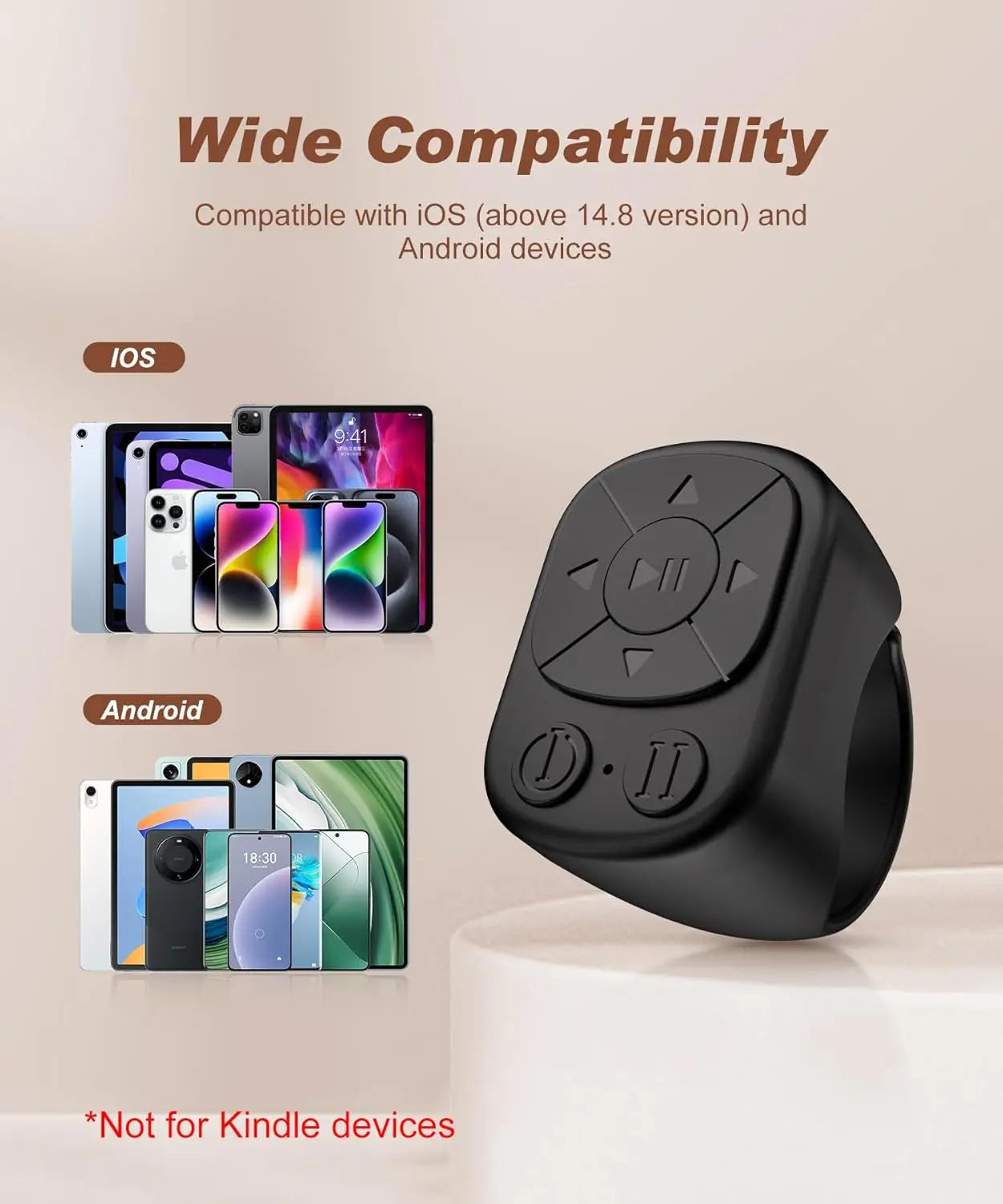 Tiktok Scrolling Ring Tiktok Remote Control Is Suitable for Iphone, iPad Bluetooth Page Turning Ring Roller, Both Camera Shutter, Short Video and Music Remote Control Function, Compatible with Ios and Android Phones Quick Pick Grocers
